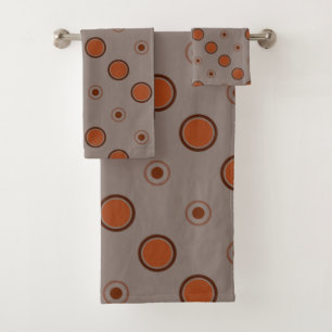 Red, brown and Rust dots Bath Towel Set