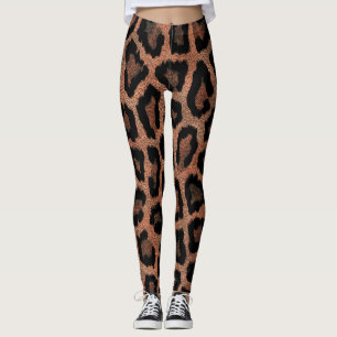 Red Brown Black Leopard Animal Print Leggings