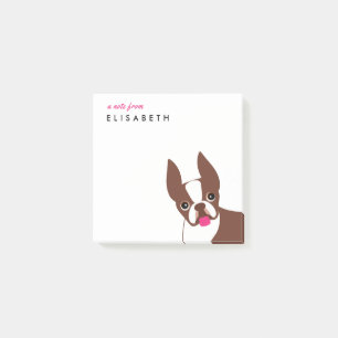 Red Brown Boston Terrier Post-it Notes
