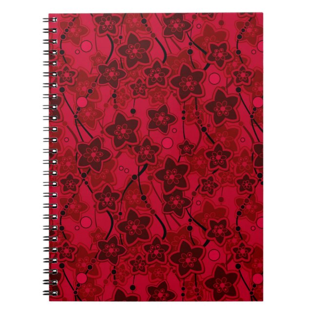 red brown floral rustic fashion pattern retro notebook (Front)