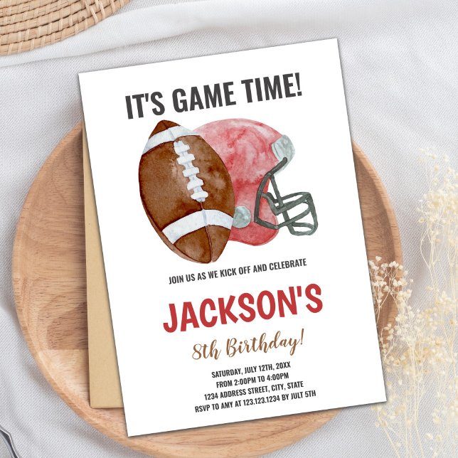 Red Brown Football Invitations d'anniversaire (Red Brown Football Birthday Invitations)