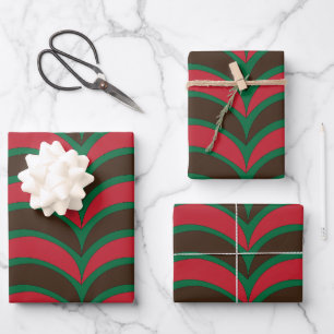 Red Brown Green Abstract Geometric  Wrapping Paper Sheet