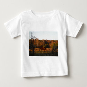 Red Brown horse, autumn woods. Baby T-Shirt