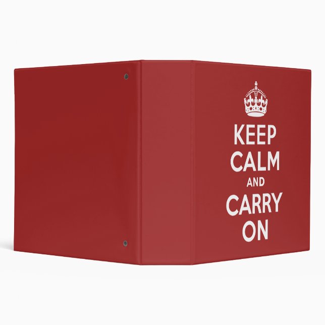 Red Brown Keep Calm and Carry On Binder (Background)