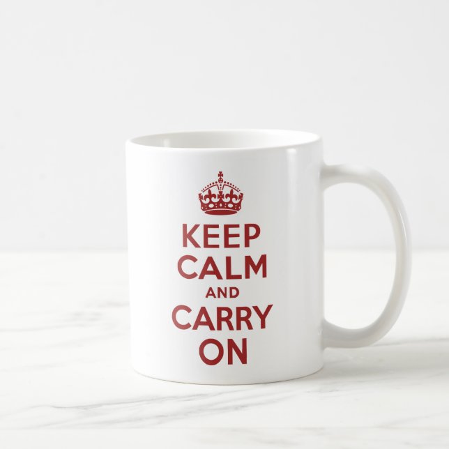 Red Brown Keep Calm and Carry On Coffee Mug (Right)