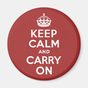 Red Brown Keep Calm and Carry On Magnet