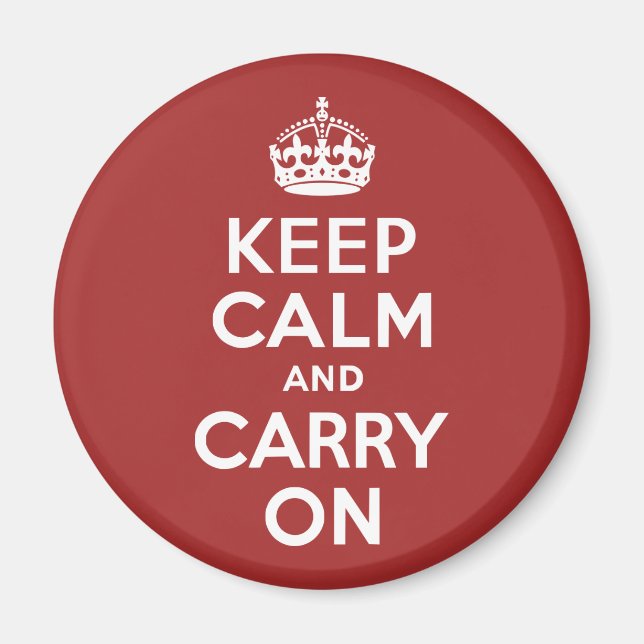 Red Brown Keep Calm and Carry On Magnet (Front)