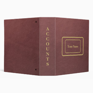 Red Brown Leather Small Gold Frames Binder