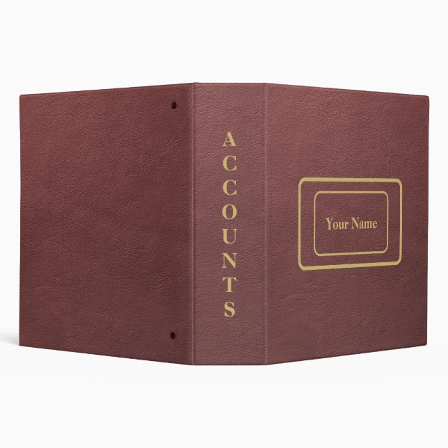 Red Brown Leather Small Gold Frames Binder (Background)