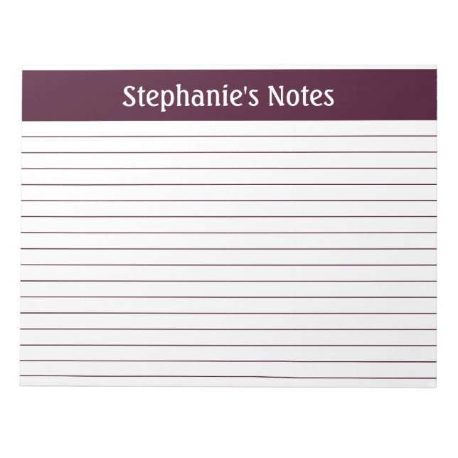 Red Brown Lined 11 x 8.5 Landscape Personalized Notepad (Front)