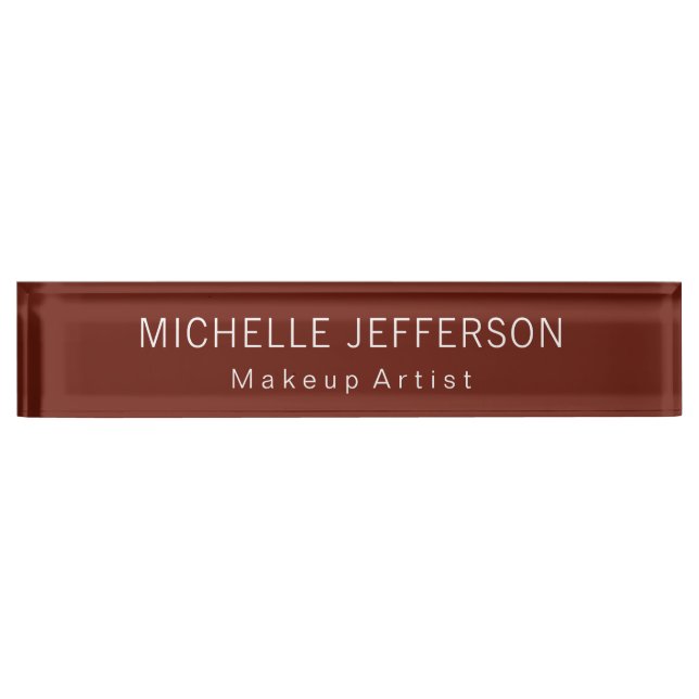 Red Brown Makeup Artist Unique Business Nameplate (Front)