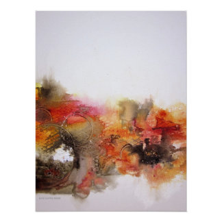 Red Brown Orange White Modern Abstract Art Canvas Poster