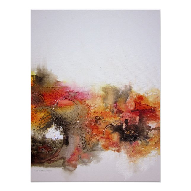 Red Brown Orange White Modern Abstract Art Canvas Poster (Front)