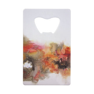 Red Brown Orange White Modern Abstract Art Credit Card Bottle Opener