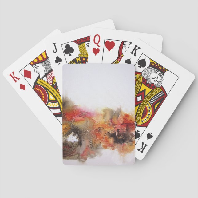 Red Brown Orange White Modern Abstract Art Playing Cards (Back)