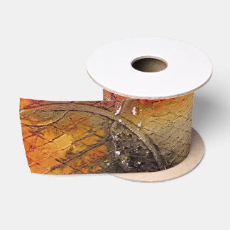 Red Brown Orange White Modern Abstract Art Satin Ribbon