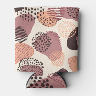 Red Brown Organic, Abstract Shapes. Can Cooler