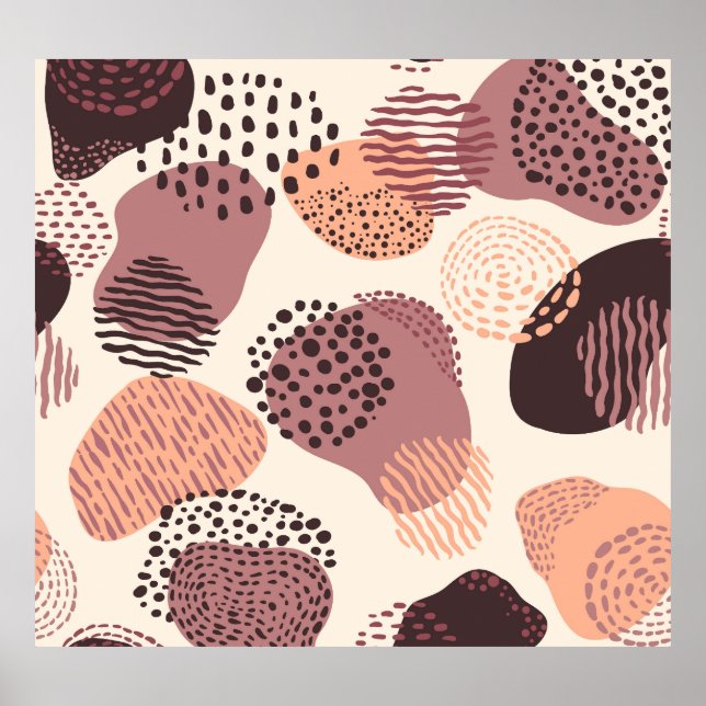 Red Brown Organic, Abstract Shapes. Poster (Front)