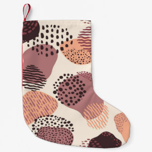 Red Brown Organic, Abstract Shapes. Small Christmas Stocking
