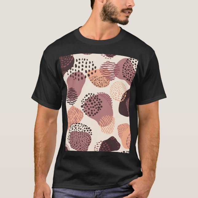 Red Brown Organic, Abstract Shapes. T-Shirt (Front)