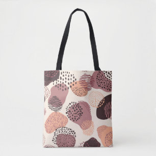 Red Brown Organic, Abstract Shapes. Tote Bag