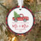 Red Brush Script Truck First Christmas Plaid