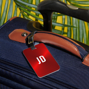 Red Brushed Metallic Monogram Initial Luggage Tag