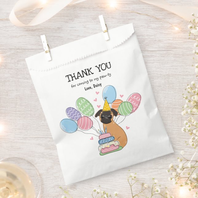 Red Brussels Griffon Birthday Party Favour Bag (Clipped)