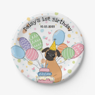 Red Brussels Griffon Dog Birthday Party Paper Plate