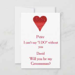 Red Bubble Heart Will You Be My Groomsman? Invitation