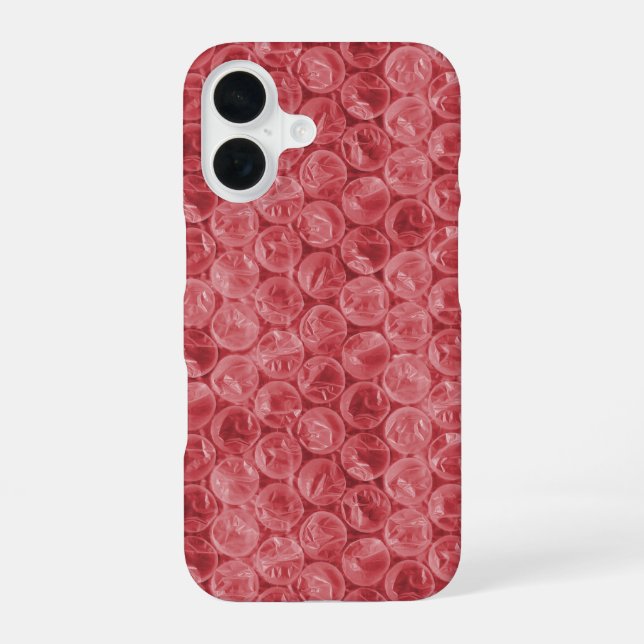 Red bubble wrap pattern iPhone 16 case (Back)