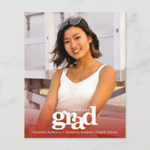 Red budget graduation photo bold modern invitation