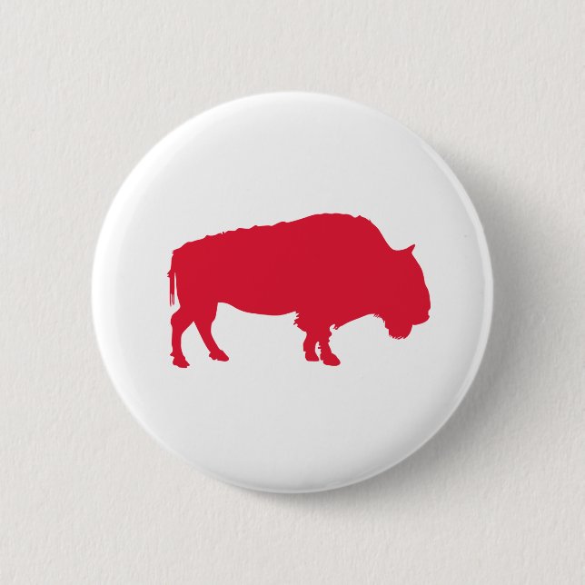 Red Buffalo 2 Inch Round Button (Front)