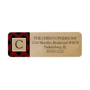 Red Buffalo Check   Brown Kraft Paper   Monogram