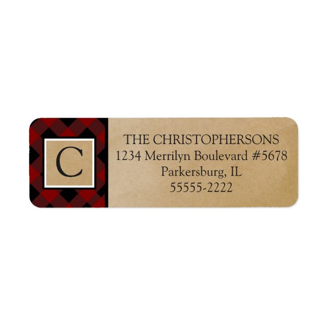 Red Buffalo Check | Brown Kraft Paper | Monogram (Front)