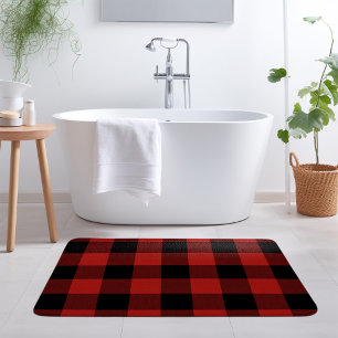 Red Buffalo Check   Farmhouse Holiday Decor Bath Mat