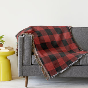 Red Buffalo Check   Farmhouse Holiday Decor Throw Blanket
