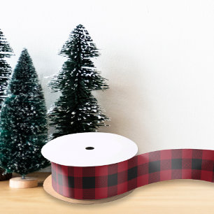 Red Buffalo Check Holiday Gift Satin Ribbon