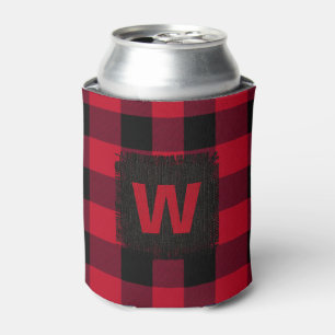 Red Buffalo Check Monogram Can Cooler