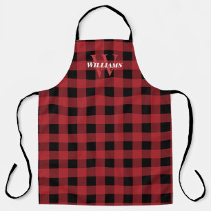 Red Buffalo Check Name & Initial Apron