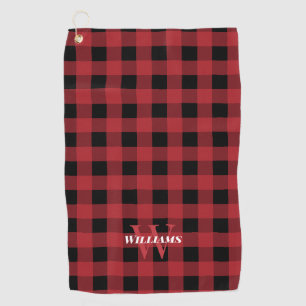 Red Buffalo Check Name & Initial  Golf Towel
