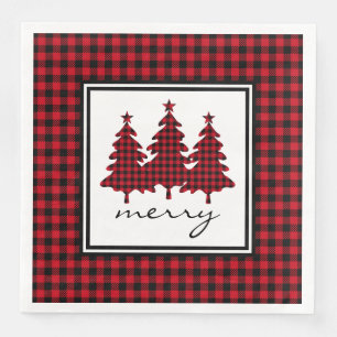 Red Buffalo Check Pine Trees Napkin