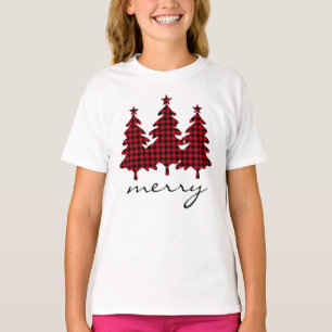 Red Buffalo Check Pine Trees T-Shirt