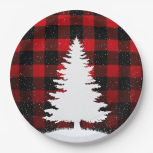 Red Buffalo Merry Christmas Paper Plates