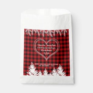 Red Buffalo Pattern Bible Verse Christmas Pine Favour Bag