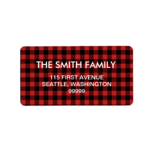 Red Buffalo Plaid Address Labels
