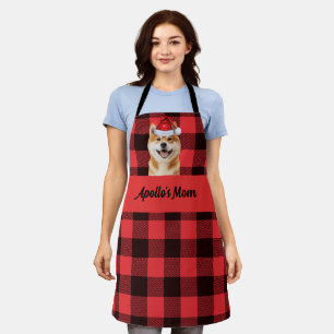 Red Buffalo Plaid and Akita Inu Dog Christmas Apron