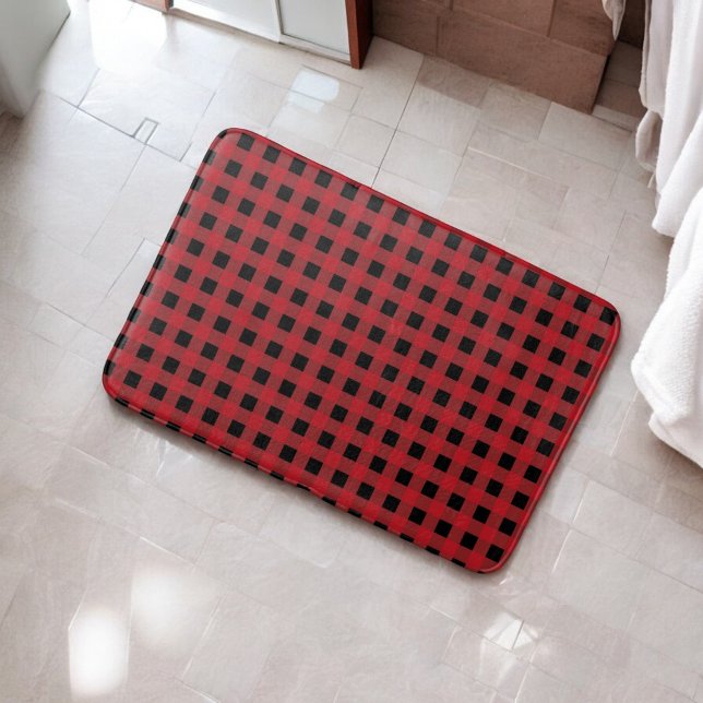 Red Buffalo Plaid Bath Mat for Cozy Home Decor (Creator Uploaded)