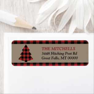 Red Buffalo Plaid Border Christmas Tree