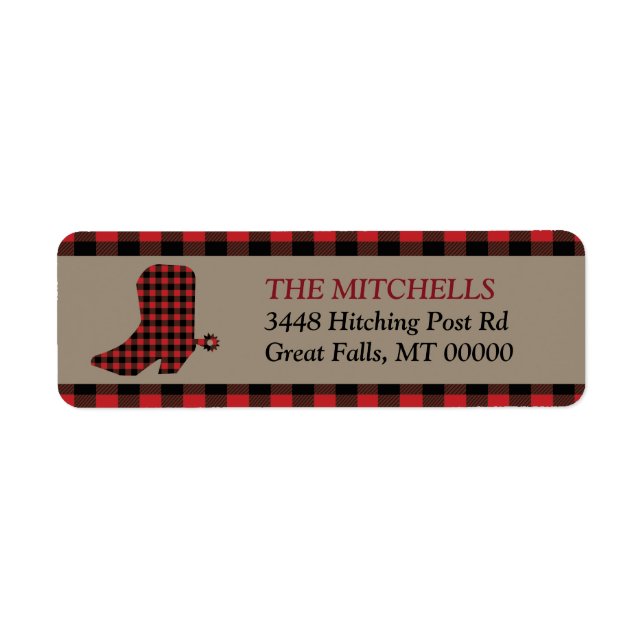 Red Buffalo Plaid Border Cowboy Boot (Devant)